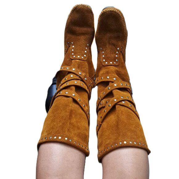 Authentic Minnetonka Genuine Leather Boots w/ Reversible Straps - Used Like New - Picture 2 of 11